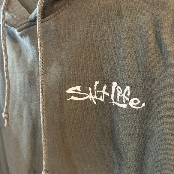 Olive Green Salt Life Boy's Hoodie Sleeve Logo Sweatshirt Size Small - Picture 2 of 5